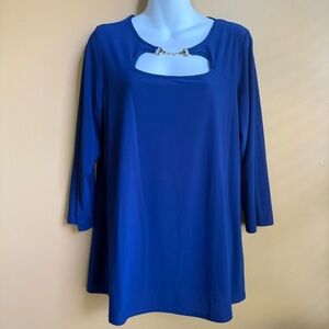 Avenue Royal Blue Cut-Out Blouse Size 14/16
